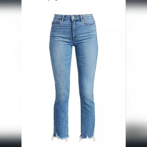 Paige Cindy Mel wash Straight Leg Cropped Jeans with Destroyed Hem
